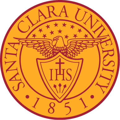 Santa Clara University seal with IHS and 1851 text.