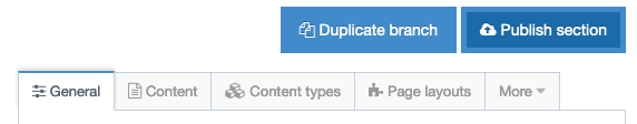 Publish button in Section general settings