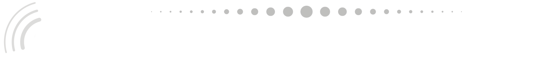 Three sound waves getting smaller from left to right, series of dots