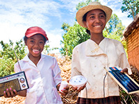 Students with solar panels 