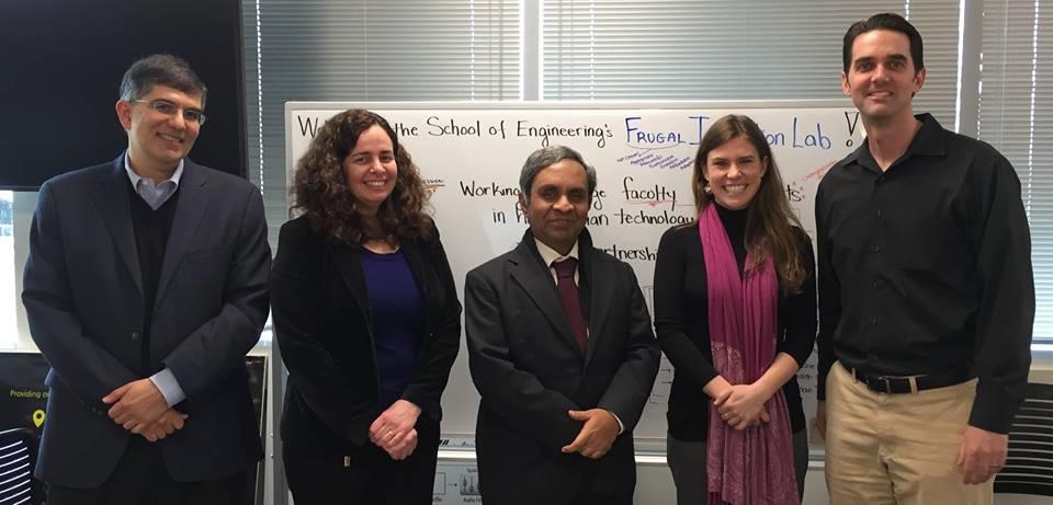Nikhil Balram, Silvia Figueira, Ambassador Venkatesan Ashok, Elizabeth Sweeny, and Kevin Kraver photographed during the Consul Generals visit.