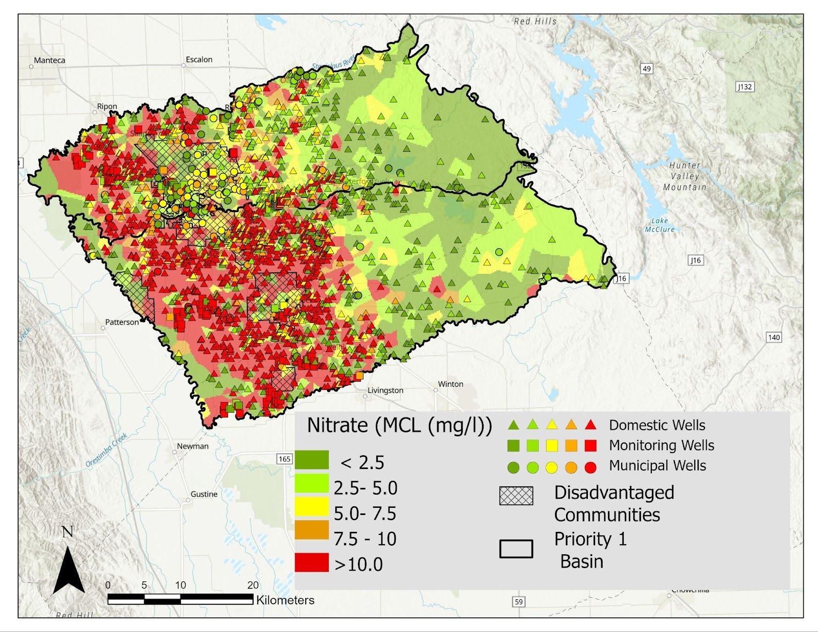 itrate Concentrations throughout Stanislaus and Merced Counties 2010-2023 