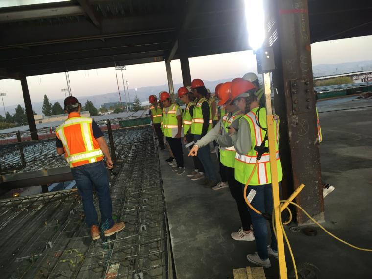 First-year Civil, Environmental, and Sustainable Engineering students were the first students to tour the new STEM building during their CENG 7 lab and received an up-close and personal view into the project.