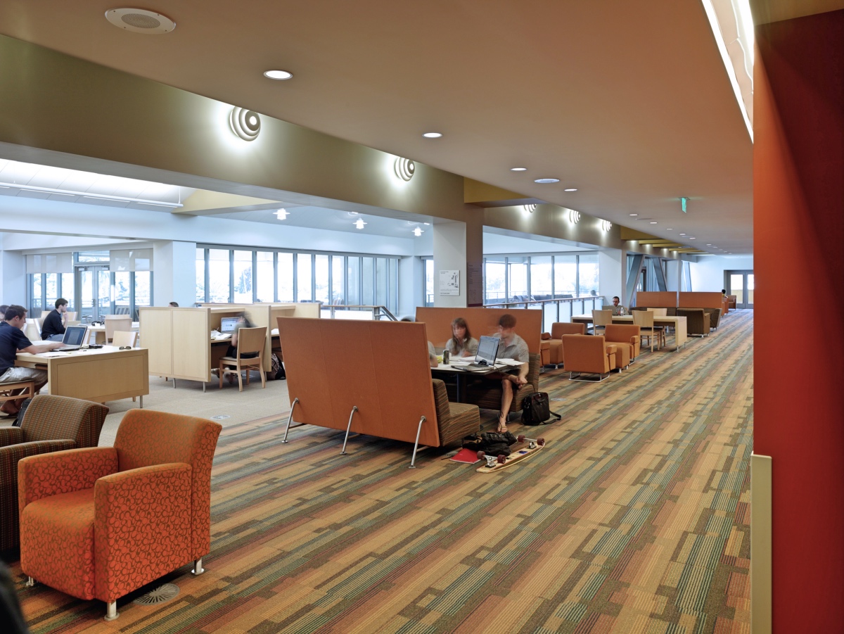 Varied seating options on the second floor of Learning Commons