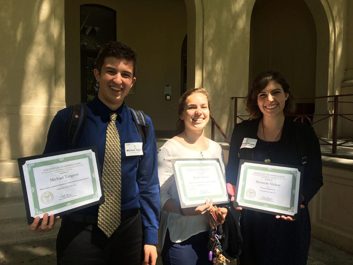 SCU student presenters Michael Turgeon, Taylor Groves, and Savannah Vickery