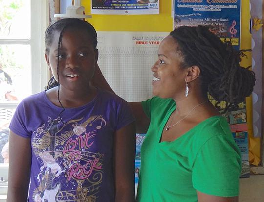 Professor Robin Nelson, conducting fieldwork in Jamaica to collect data on child growth and development. Nelson’s primary research is on child growth and development and parental investment in the Caribbean and Caribbean Diaspora; her secondary research is on experiences of sexual harassment and assault for scholars conducting research at field sites around the world. “As an anthropologist, I am i