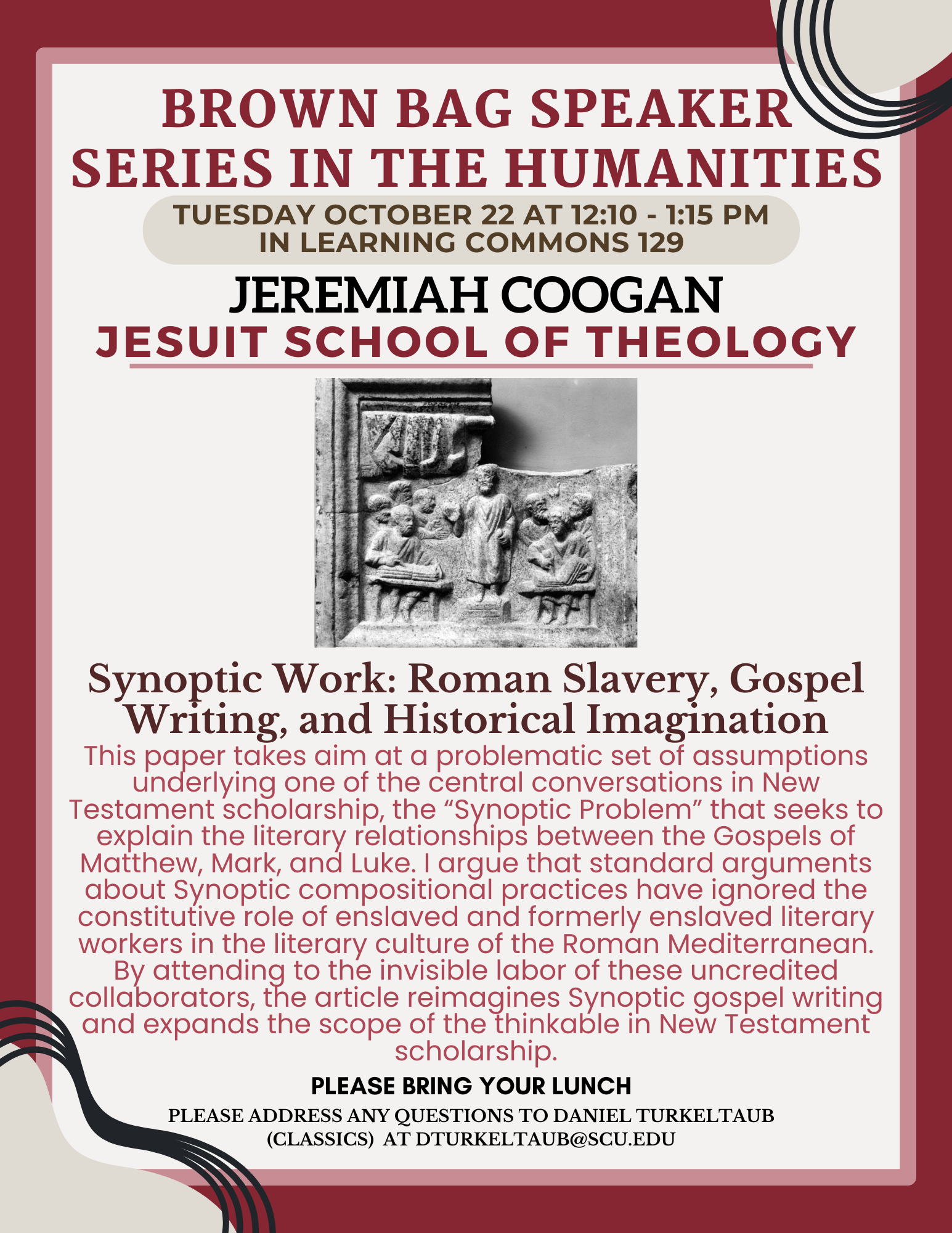 Brown Bag Speaker Series in the Humanities presents Jeremiah Coogan 