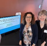 SCU faculty Evelyn Ferraro and Marie Bertola at the ATXpo 2024 Conference, UCSF, San Francisco, CA