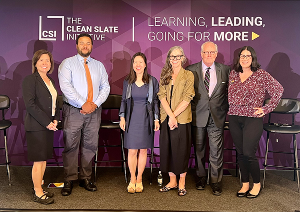 Elsa Chen (far left) at the Clean Slate Initiative with 4 colleagues