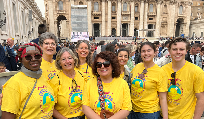 Group in Rome: Caroline Okello, Lynne Lukenbill, Janice Thornburg, Amy Cooprider, Cristina Hernandez, Asia Chan, Charlie Olsen