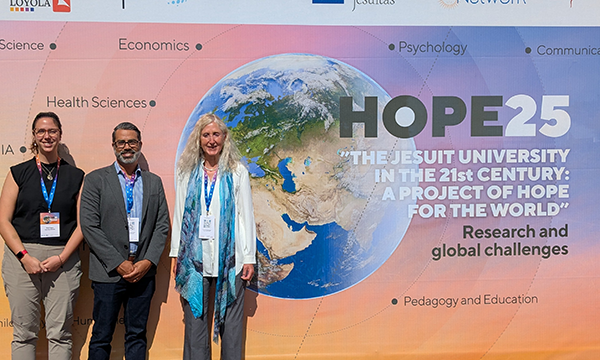 Rocio Lilen Segura, Allan Baez Morales and Iris Stewart-Frey at the Hope 25 Conference in Seville.