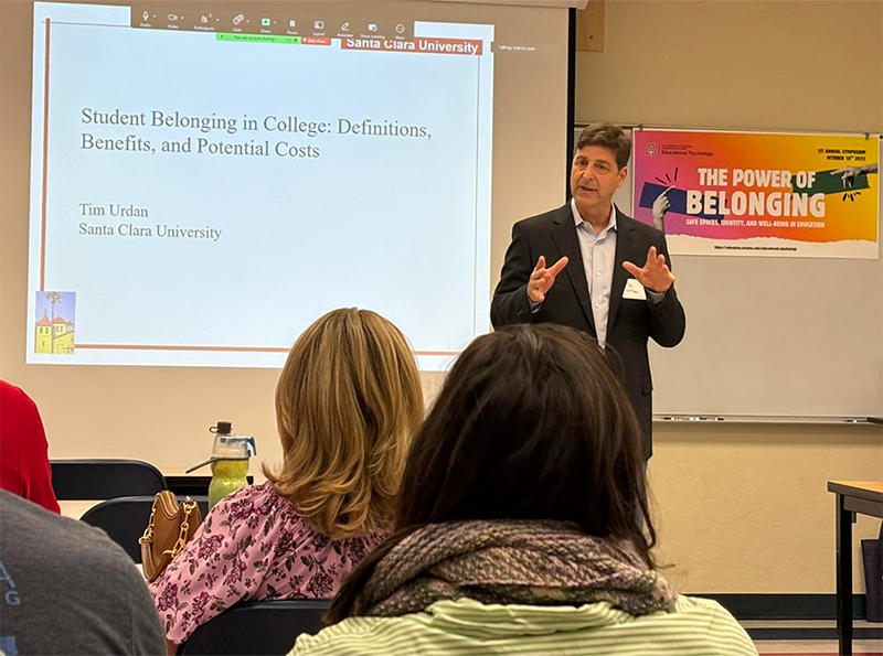 Tim Urdan delivering keynote address at University of Arizona conference on Belonging