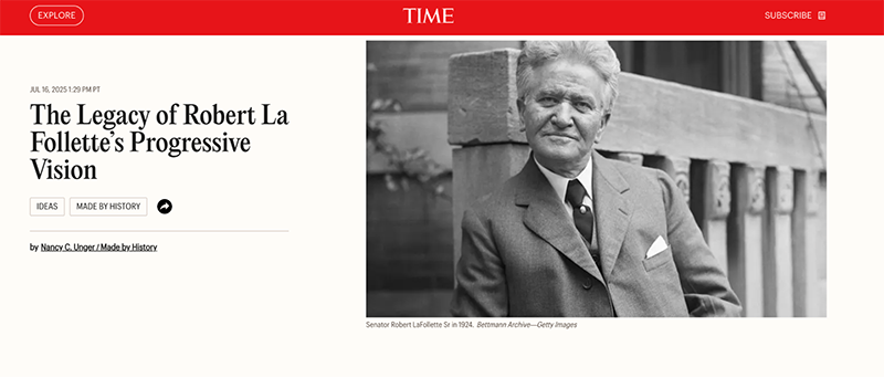 header for The Legacy of Robert La Follettes Progressive Vision