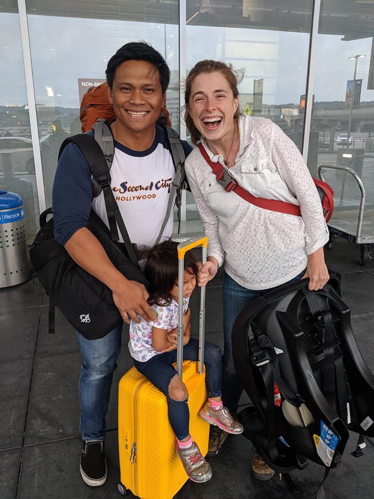 Jose, Erin, and Fae Acain in Ruarwe, Africa