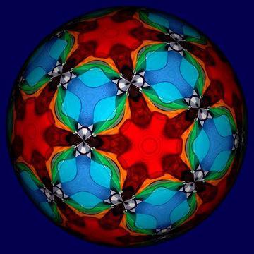 Colorful geometric sphere pattern titled 