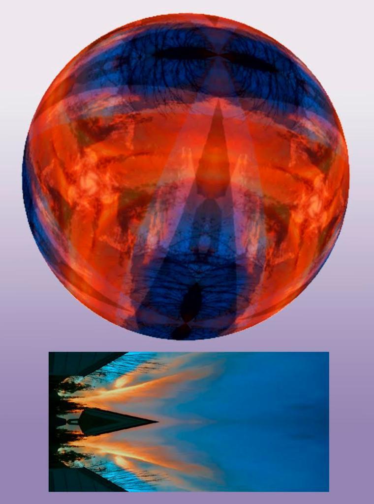 Abstract artwork with a red and blue sphere and multicolored streaks on blue background. image link to story