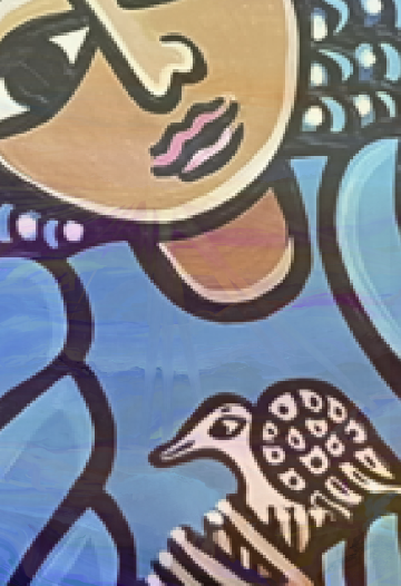 close crop of angel holding dove artwork