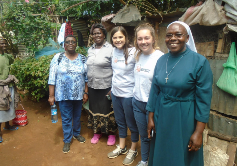 Teresia Hinga with Global Fellows Lauren and Avery