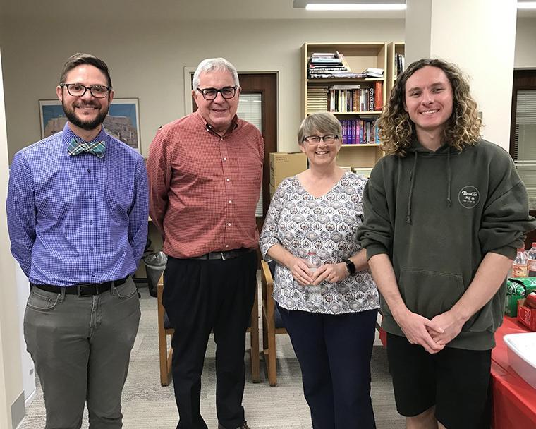 Eugene Schlesinger, Fr. Rob Scholla, Kitty Murphy, Cameron Heon ‘20