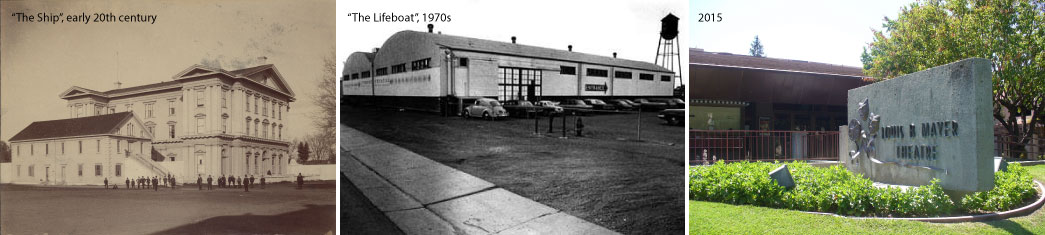 The three theatres of Santa Clara University, left The Ship, middle The Lifeboat, right Louis B. Mayer theatre