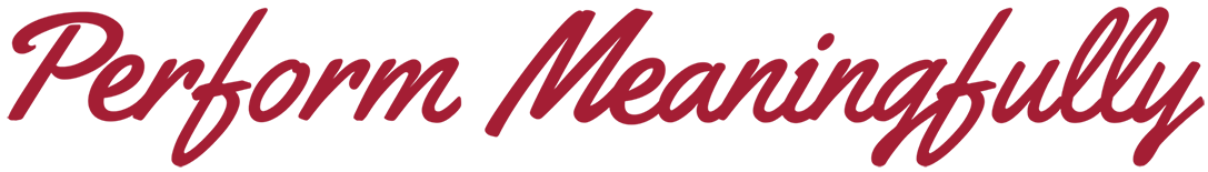 Perform Meaningfully logo in maroon text