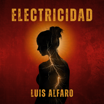 Silhouette of a woman with a sun behind her on a red background