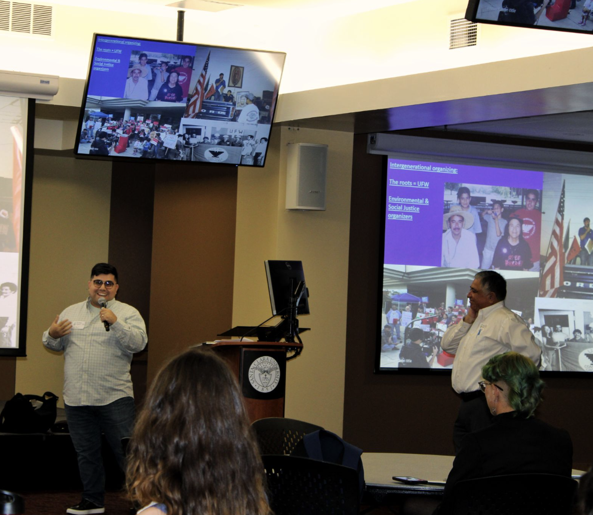 Gustavo Aguirre and Gustavo Aguirre Jr speaking