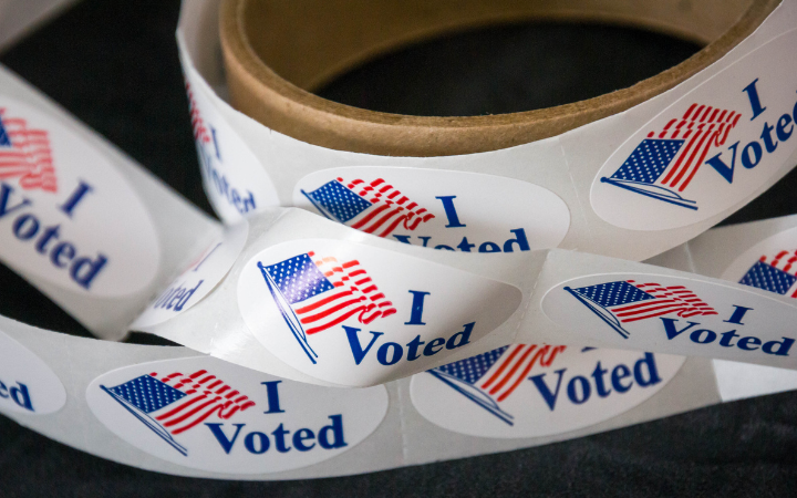 A roll of voting stickers