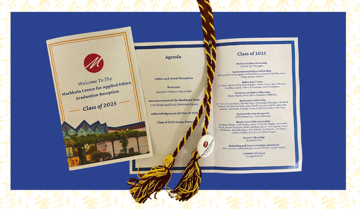 MCAE 2025 Graduation Reception Program and red and gold honor cord