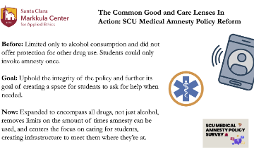 Medical amnesty policy reform viewed through the Common Good and Care Lenses. 