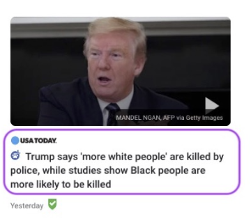 Screenshot from Google News showing caption from USA Today. Image by Subbu Vincent.