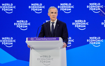 Canada's Prime Minister Mark Carney speaks during the Annual Meeting of the World Economic Forum in Davos, Switzerland, Tuesday, Jan. 20, 2026. AP_Markus Schreiber