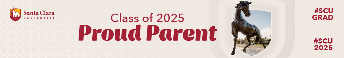 Class of 2025 Proud Parent with the Bronco statue.