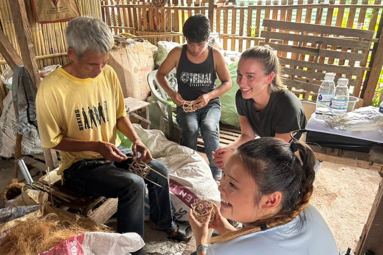 SCU students and Miller Center Fellows with artisans in the Philippines