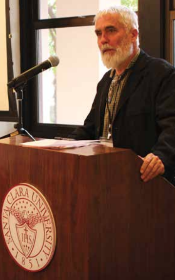 Pedro Walpole, S.J., responds to the Bannan Faculty Collaborative on Environmental Justice and the Common Good at a roundtable dialogue at Santa Clara University. 