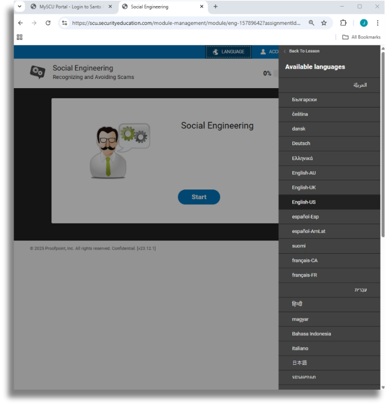 Screenshot showing the training platform for cybersecurity.