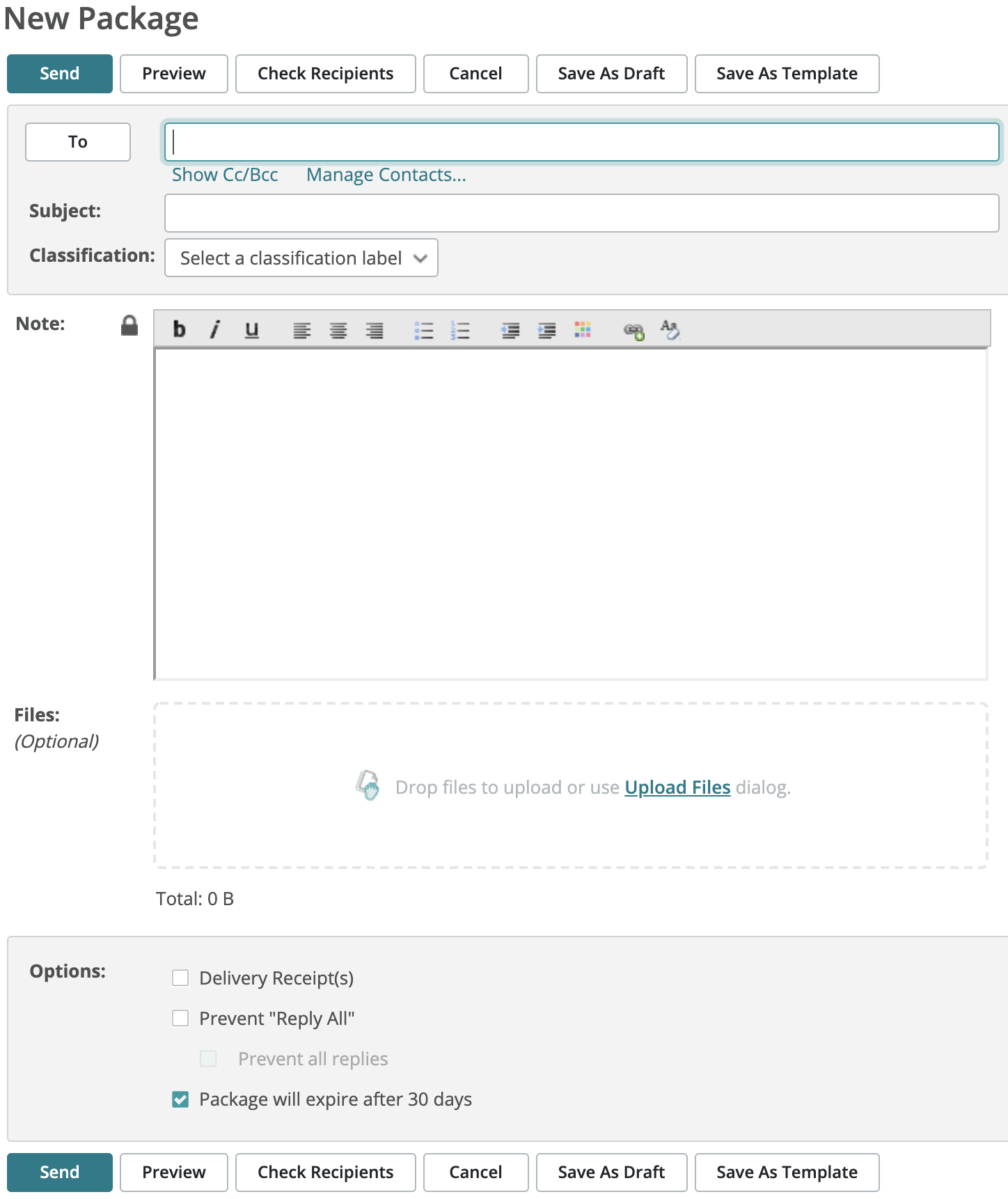 New package form