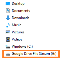 Launch the Google File Stream from the Windows File Explorer