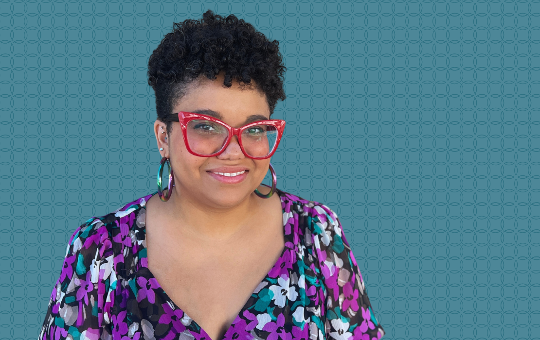 English professor Danielle Morgan against a teal background