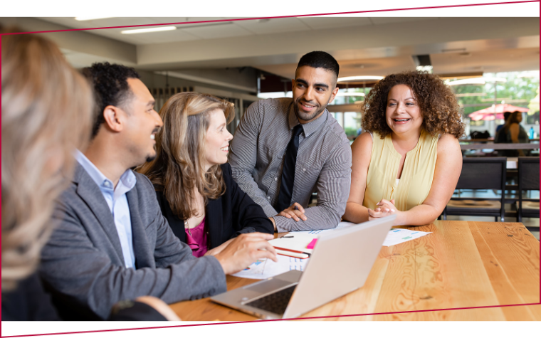 Leavey School of Business graduate students collaborating on campus