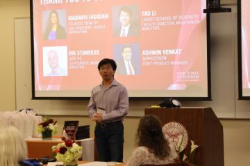 Santa Clara Leavey MSBA faculty director Dr. Tao Li at the Analytics Showdown