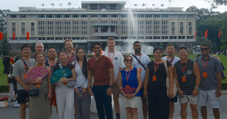 Leavey Students Stand in Front of Ho Chi Minh City's Independence Palace
