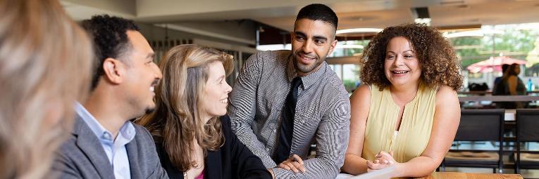 Leavey graduate business students collaborating on campus