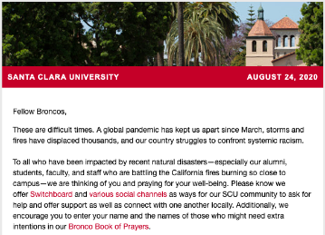 Email to alumni August 24, 2020