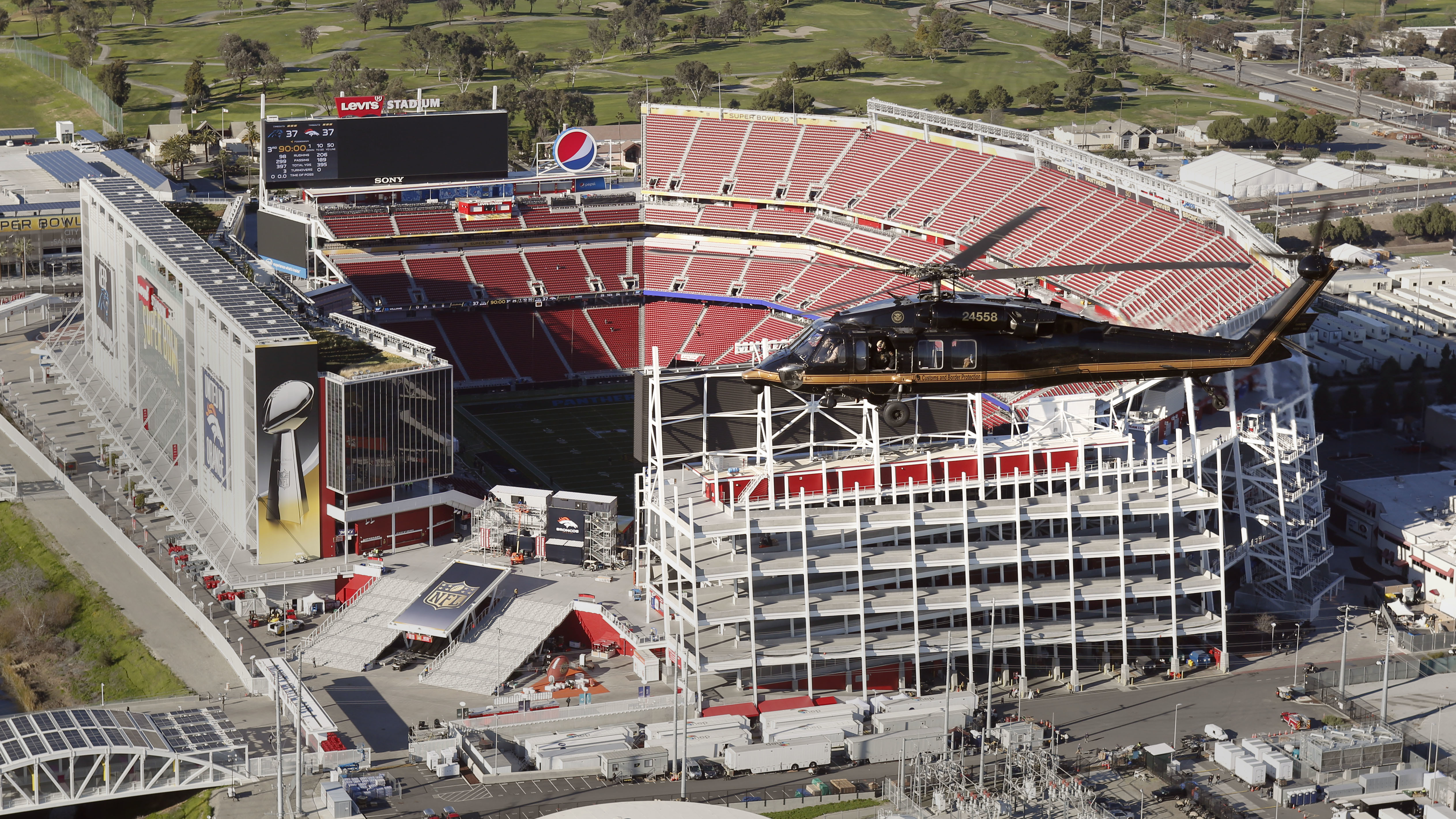 Personnel with U.S. Customs and Border Protection conduct operations in advance of Super Bowl 50 in Santa Clara, Calif., 2016. (U.S. Customs and Border Protection Photo by Glenn Fawcett)
