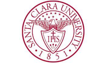 Alt text: Santa Clara University circular seal displaying a phoenix, Latin text, and the year 1851.