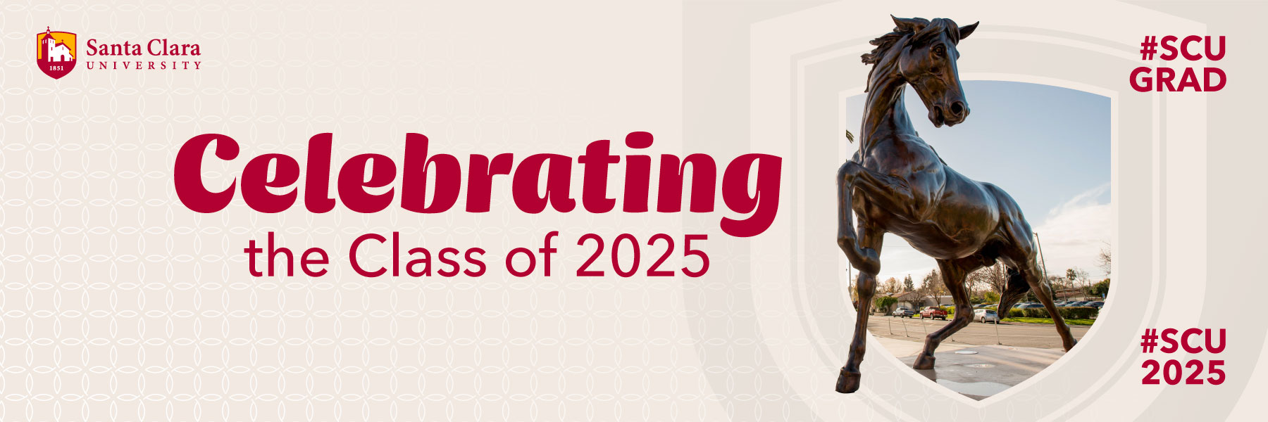 Celebrating the class of 2025 with the Bronco statue.