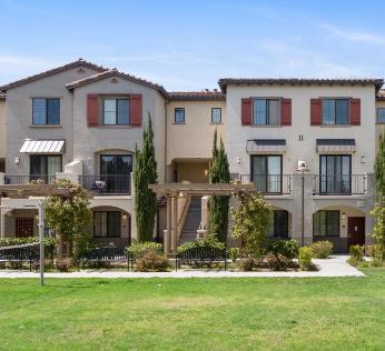 Outside view of white condos 