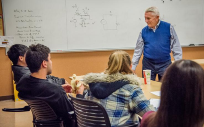 SCU professor teaching in the classroom 