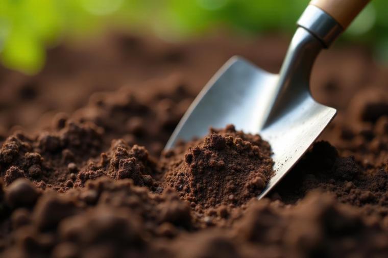 trowel with dirt